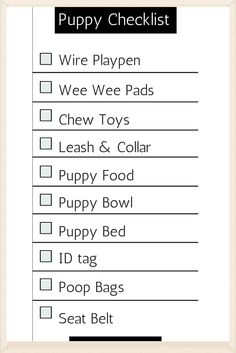 Puppy Checklist